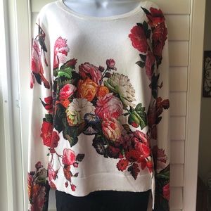 Halogen/Nordstrom Cotton Floral Sweater